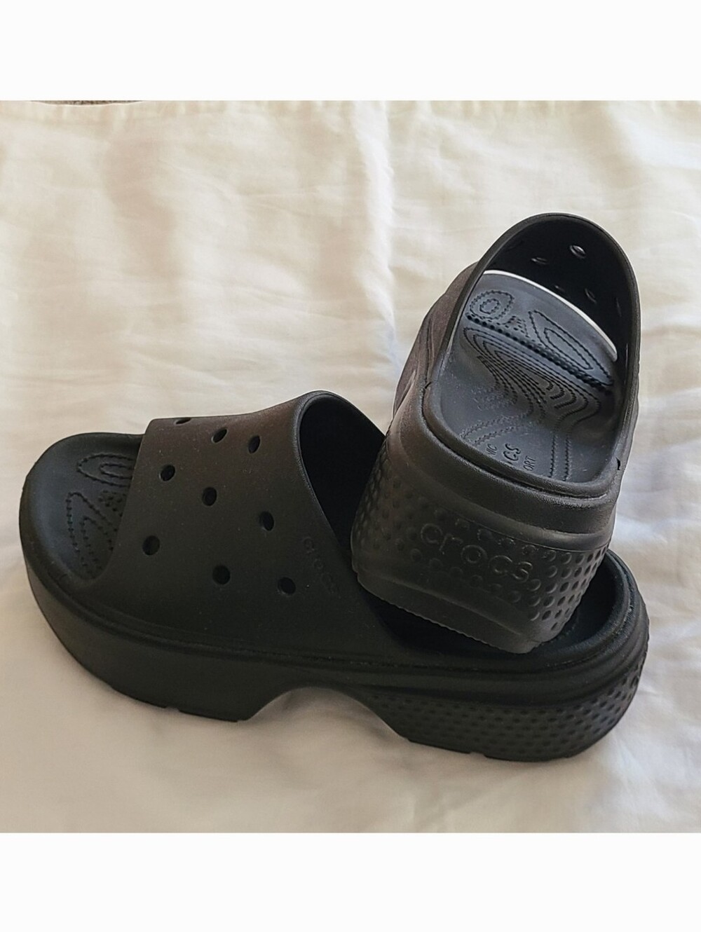 Crocs Unisex Adult Stomp Slides Platform Sandals Black - Picture 8 of 11